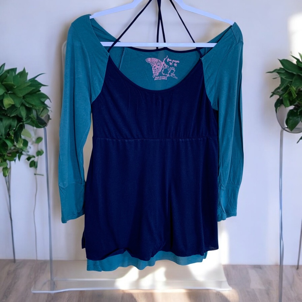 Free People Teal and Navy Tunic Top - Picture 10 of 10